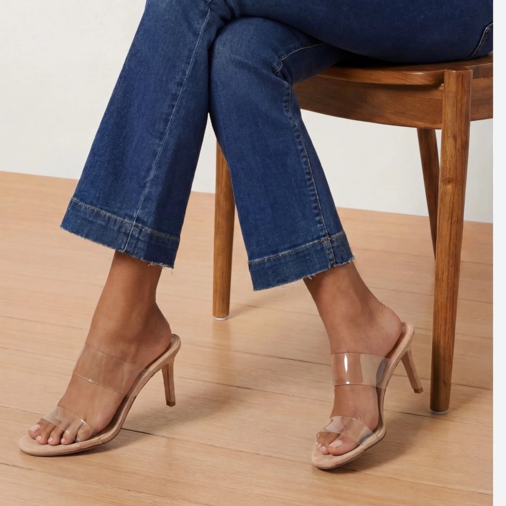 Veronica Beard Clear Strap Nude Heeled Mules